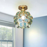 Design Flowers Style Glass Hall Ceiling Lamp