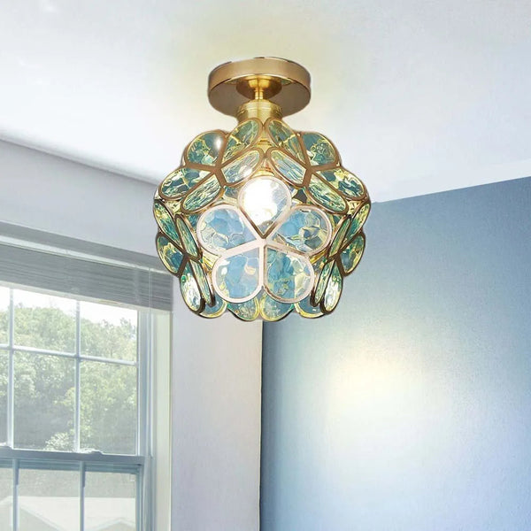 Design Flowers Style Glass Hall Ceiling Lamp