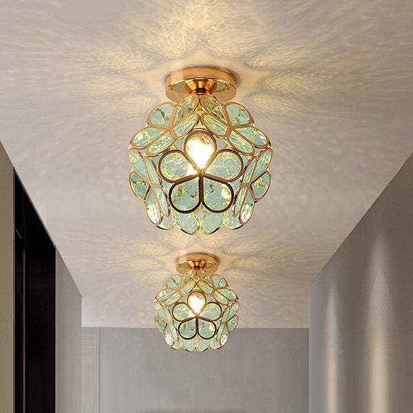 Design Flowers Style Glass Hall Ceiling Lamp