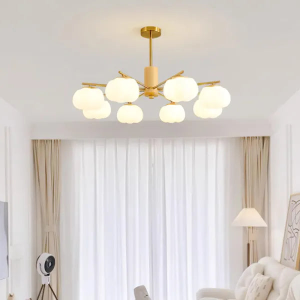 Creative Wood and Cotton Ball Chandelier