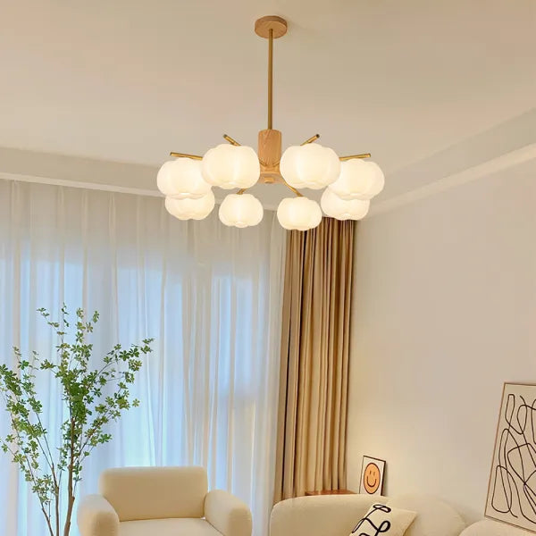 Creative Wood and Cotton Ball Chandelier