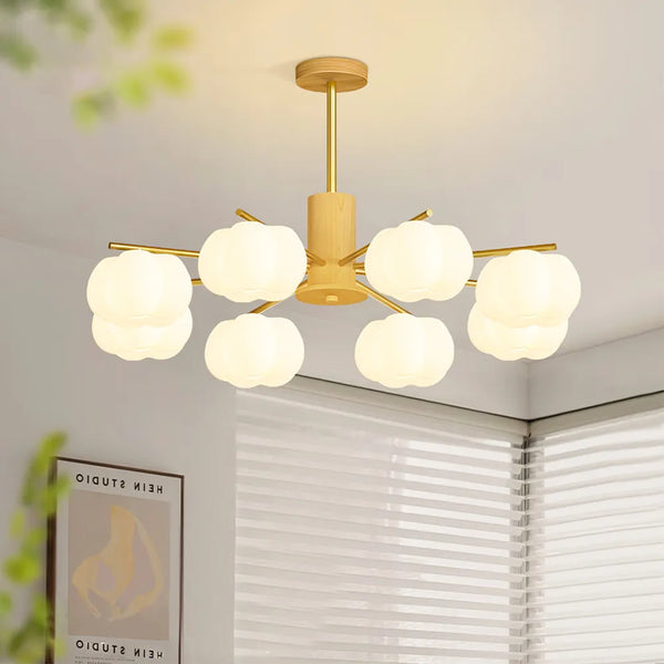 Creative Wood and Cotton Ball Chandelier