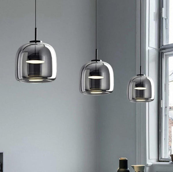 Scandinavian Black Glass Pendant Lamp