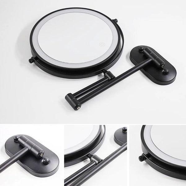 Black Rechargeable LED Magnifying Mirror For Makeup And Bathroom