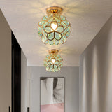 Design Flowers Style Glass Hall Ceiling Lamp