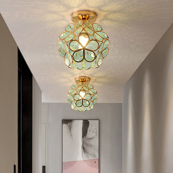 Design Flowers Style Glass Hall Ceiling Lamp