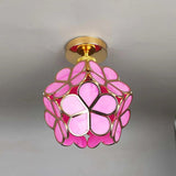 Design Flowers Style Glass Hall Ceiling Lamp