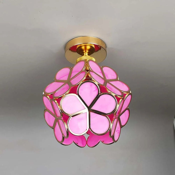 Design Flowers Style Glass Hall Ceiling Lamp