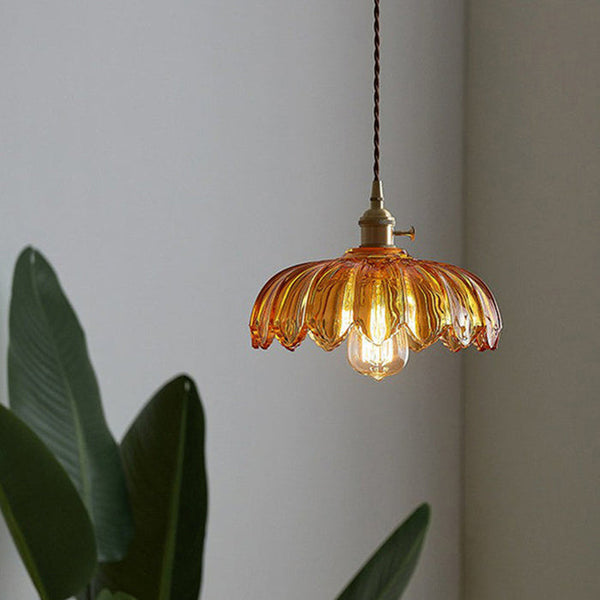 Vintage Glass Flower Pendant Lamp