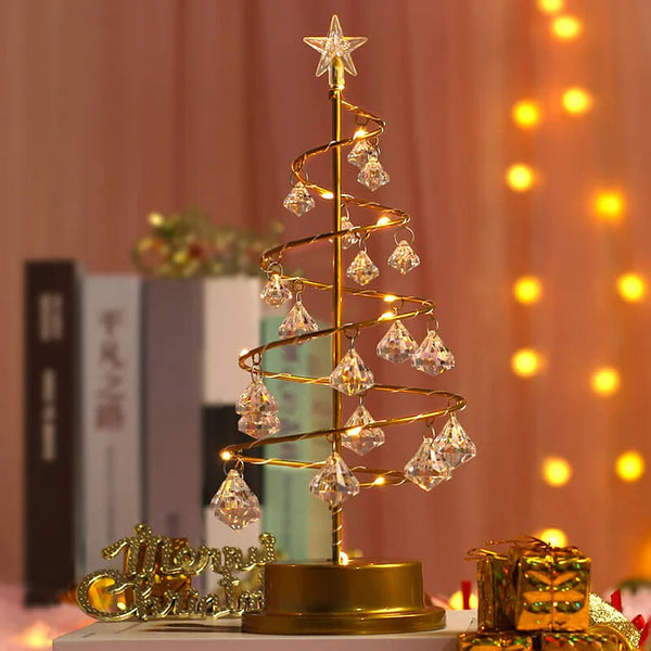 Crystal Table Lamp In The Shape Of A Charming Christmas Tree