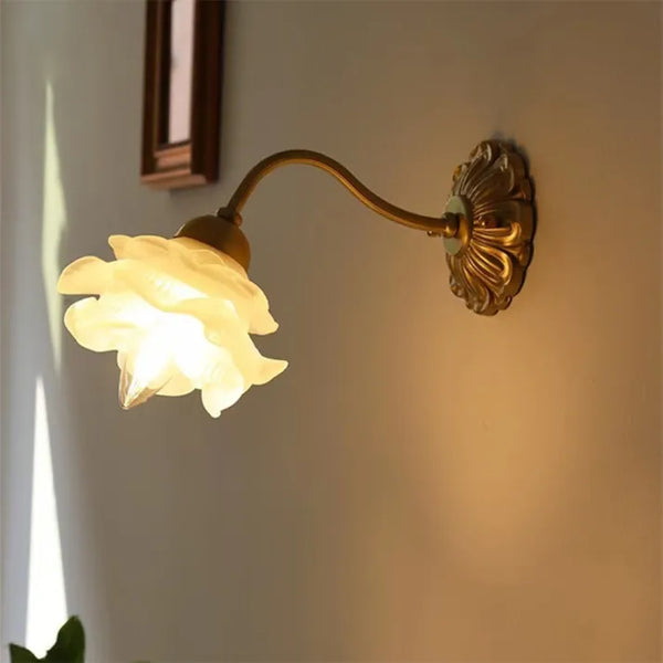 Vintage Copper Petal Glass Wall Lamp