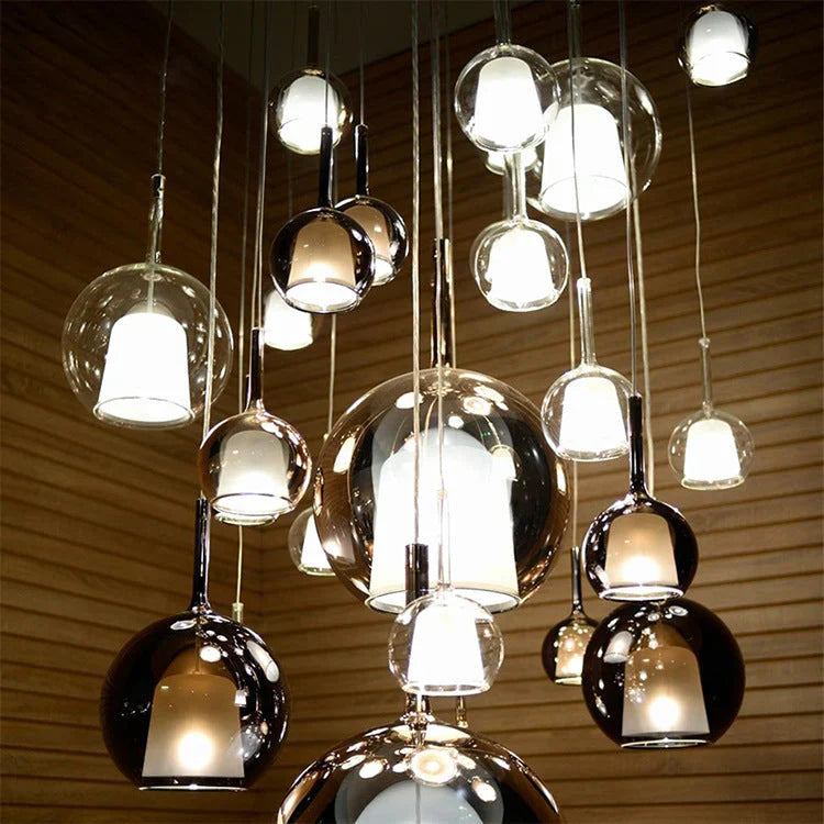 Scandinavian Pendant Lamp Of Aluminium And Glass