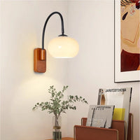 Bauhaus Khaki Swivel Glass Wall Lamp With Wood Finish