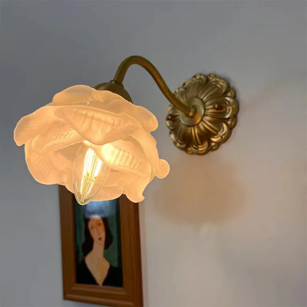 Vintage Copper Petal Glass Wall Lamp