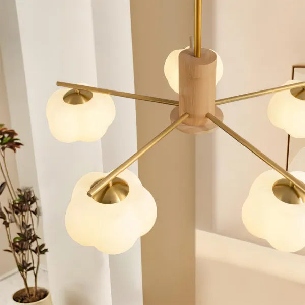 Creative Wood and Cotton Ball Chandelier