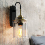 Vintage Wall Lamp With Ribbed Glass Shade