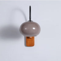 Bauhaus Khaki Swivel Glass Wall Lamp With Wood Finish