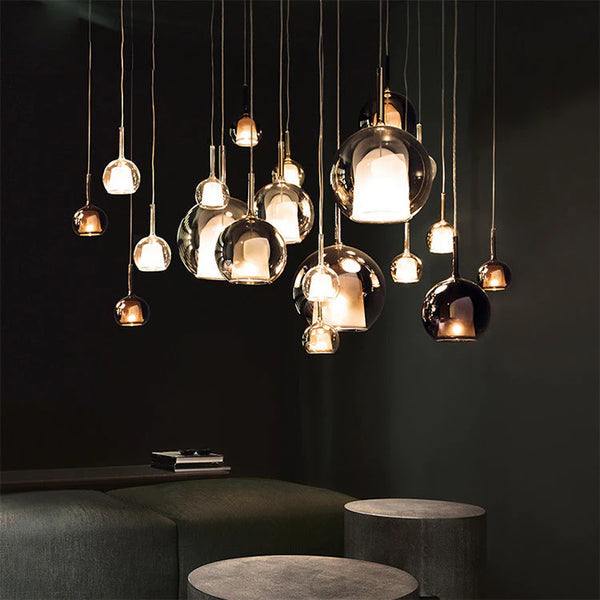 Scandinavian Pendant Lamp Made of Aluminum and Glass