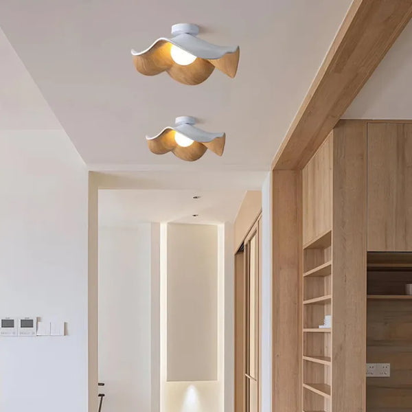 Nordic Wooden Lotus Ceiling Lamp