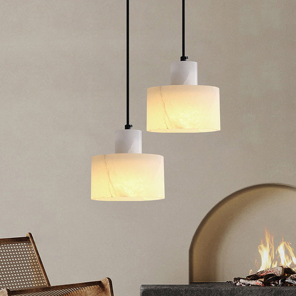 Scandinavian Simple Pendant Lamp In White Marble