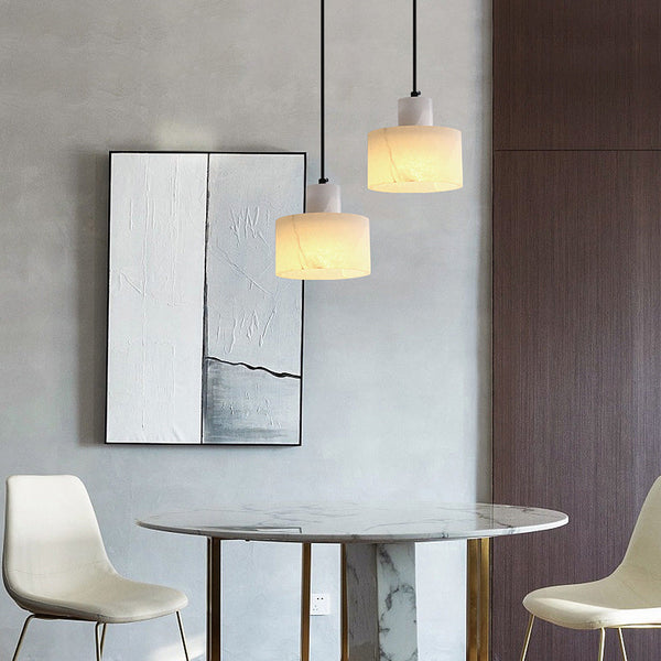 Scandinavian Simple Pendant Lamp In White Marble