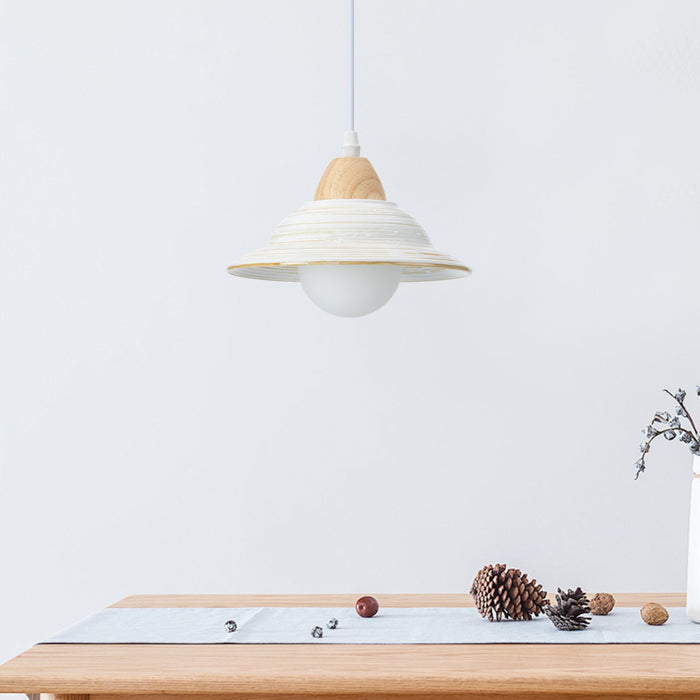 Retro Hat Shape White Ceramic Pendant Lamp