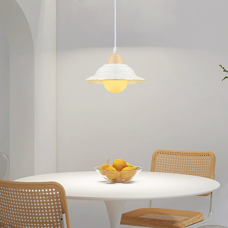 Retro Hat Shape White Ceramic Pendant Lamp