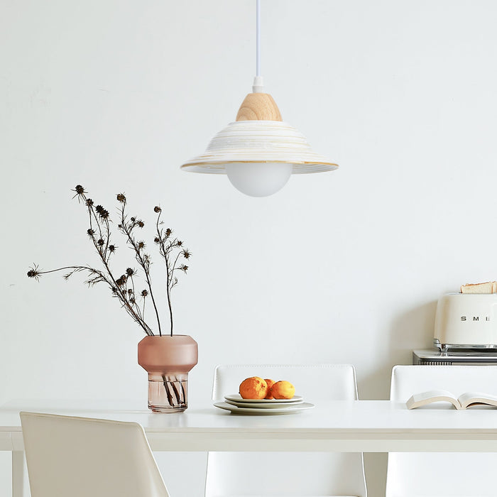 Retro Hat Shape White Ceramic Pendant Lamp