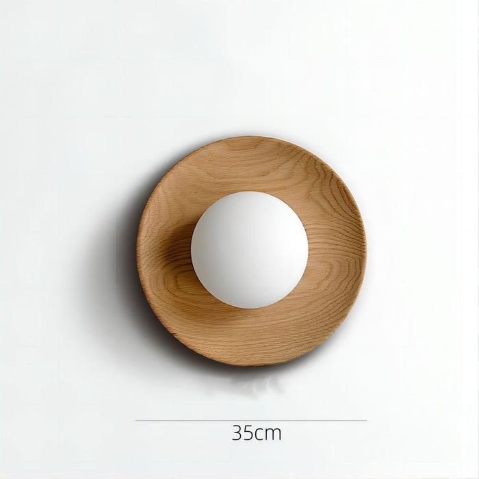 Natural Wood White Simple Wall Lamp