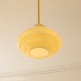 Bauhaus Pendant Lamp Of Cream Yellow Glass