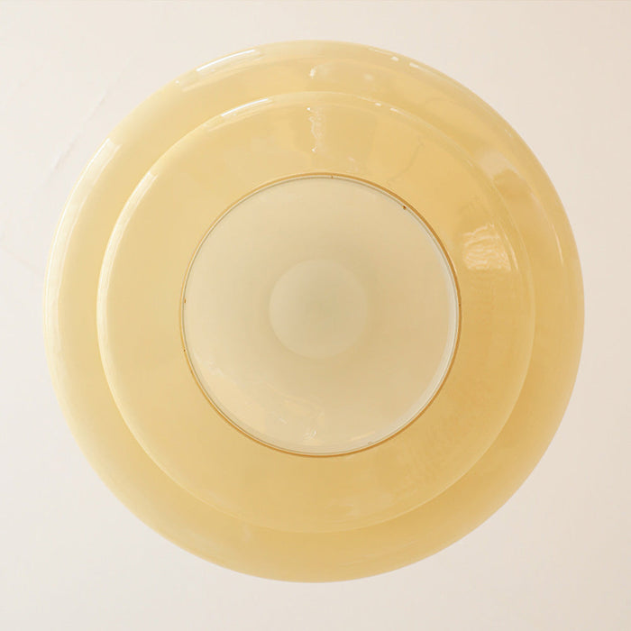 Bauhaus Pendant Lamp Of Cream Yellow Glass