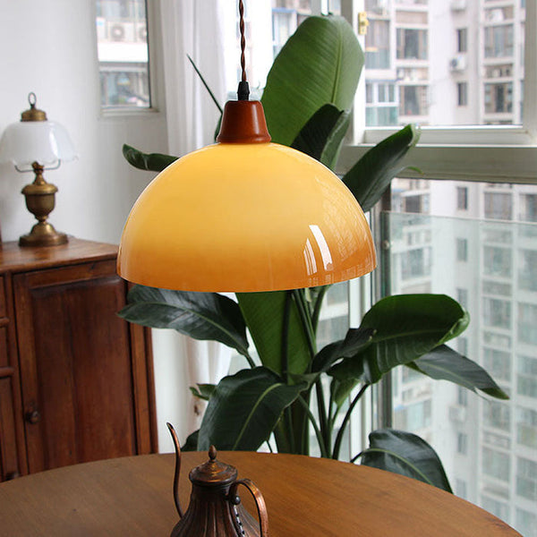 Retro Amber Glass Farm Pendant Lamp