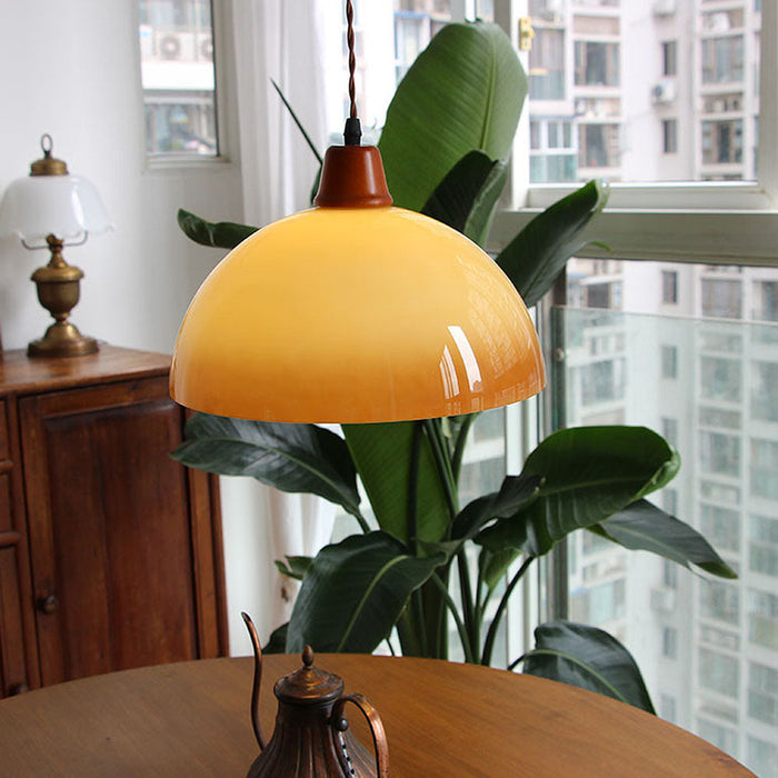 Retro Amber Glass Farm Pendant Lamp