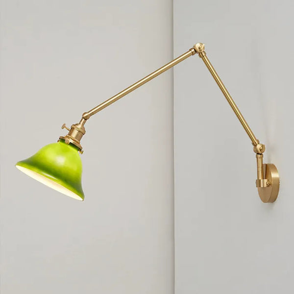 Vintage Adjustable Green Glass Wall Lamp