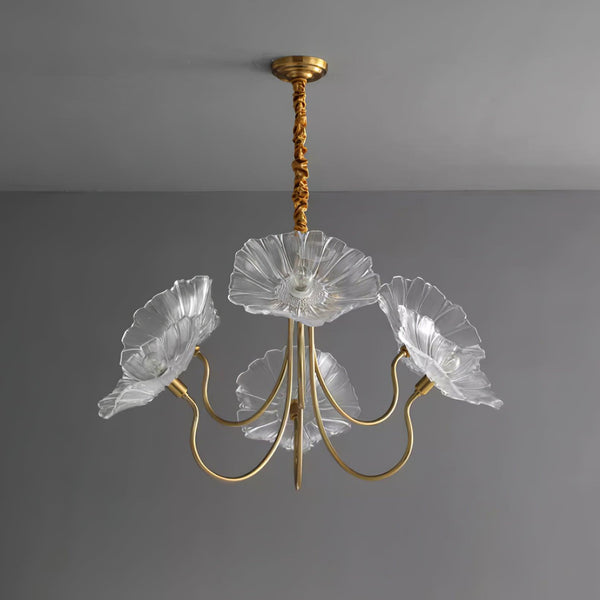 Vintage LED Flower Chandelier Made of Glass