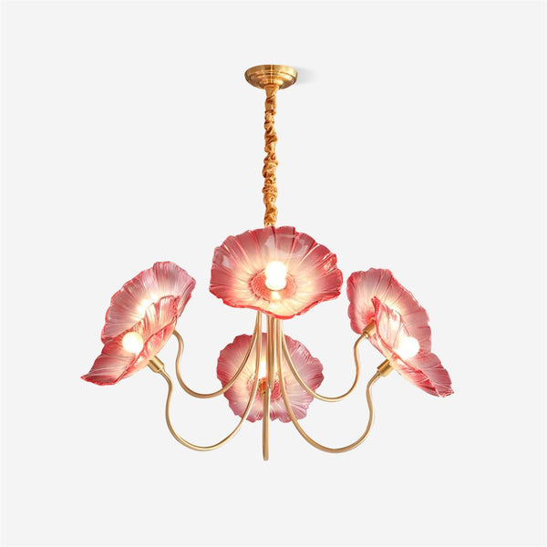 Vintage LED Flower Chandelier Made of Glass