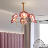 Vintage LED Flower Chandelier Made of Glass