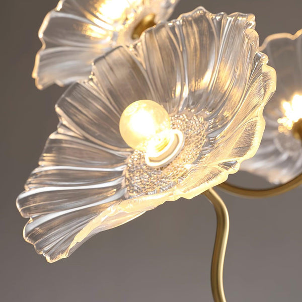 Vintage LED Flower Chandelier Made of Glass