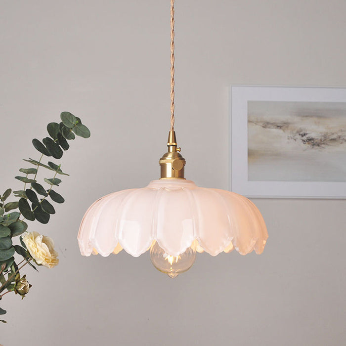 Vintage Glass Flower Pendant Lamp