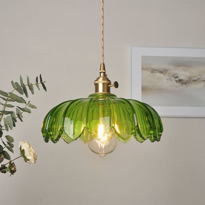 Vintage Glass Flower Pendant Lamp