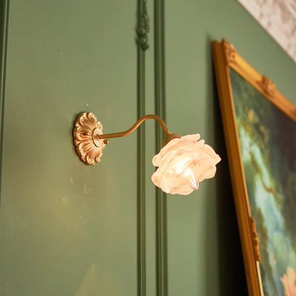 Vintage Copper Petal Glass Wall Lamp