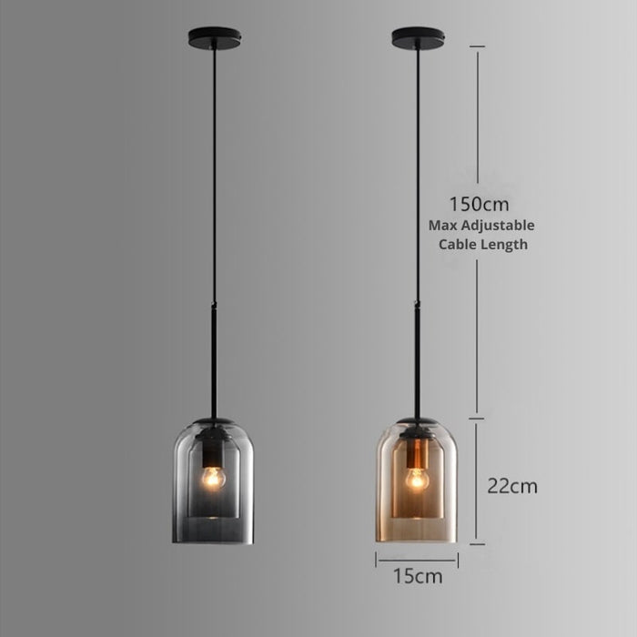 Mica Mid-Century Pendant Lamps With Double Glass