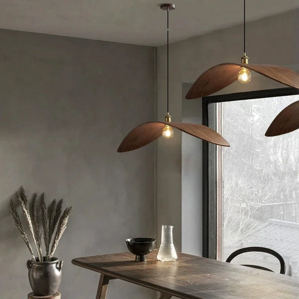 Vintage Wabi-Sabi Wooden Pendant Light