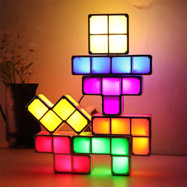 PixelGlow DIY Retro Game Lamp – Interactive Tetris-Style LED Night Light