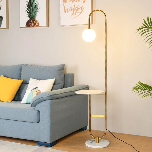 Nordic Luxury Floor Lamp with Marble Side Table