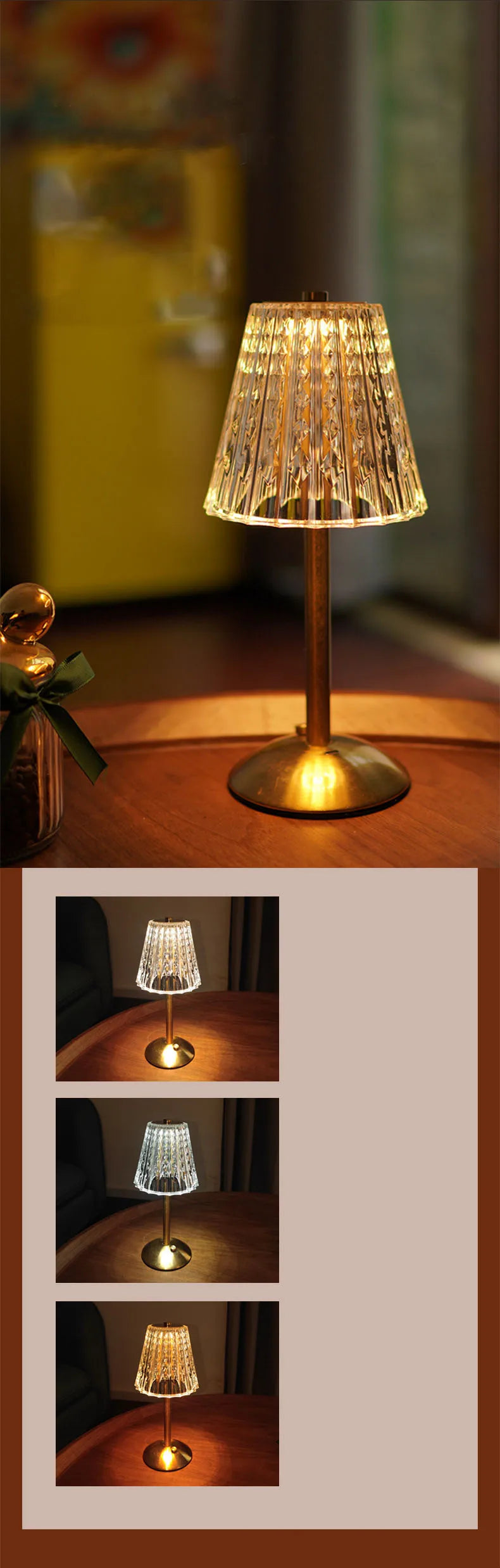Aurora CrystalTouch – Classic Crystal LED Touch Table Lamp