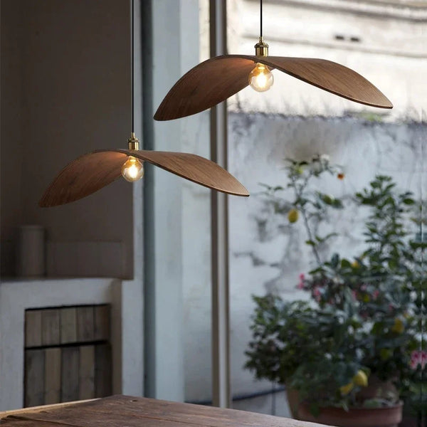 Vintage Wabi-Sabi Wooden Pendant Light