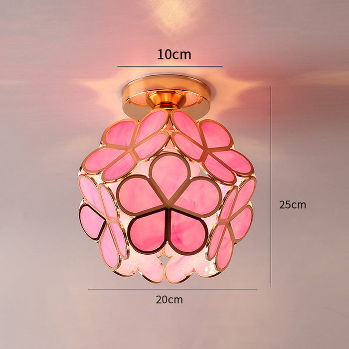 Design Flowers Style Glass Hall Ceiling Lamp