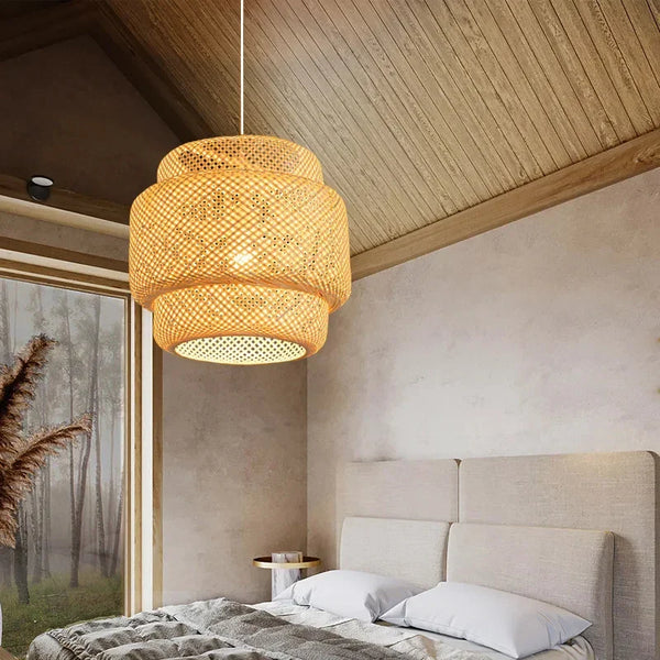 ZenWeave Bamboo Pendant Lamp – Handwoven Japanese-Style Hanging Light for Home & Restaurant Decor