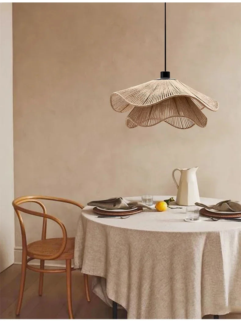 WabiRope Aura: Nordic Wabi Sabi Hemp Rope LED Pendant Light